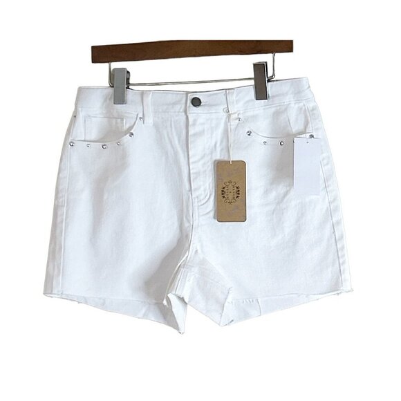 Mason & Belle Women's Ardette Studded Shorts High Rise White Size 10/30 NWT - Picture 3 of 7